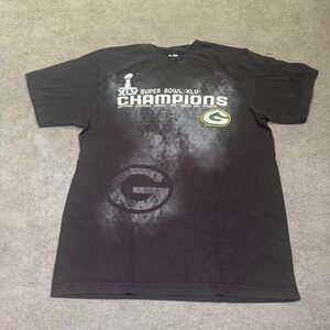 Reebok Mens Green‎ Bay Packers Super Bowl XLV Champions T-Shirt Black Large